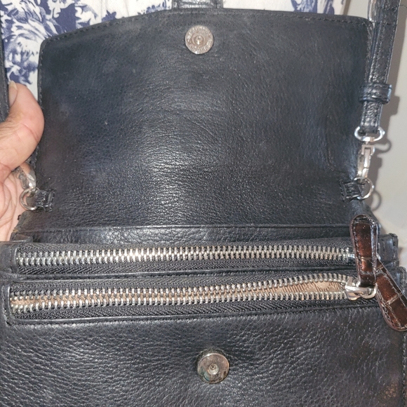 Brighton Vintage Brown & Black Leather Crossbody Bag - Picture 5 of 10